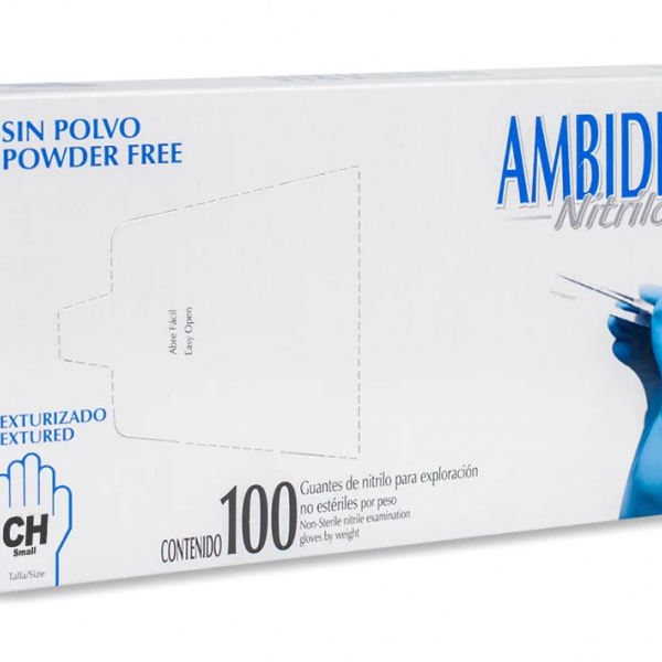 Guante de nitrilo sin polvo AMBIDERM XCH, CH, M, G.